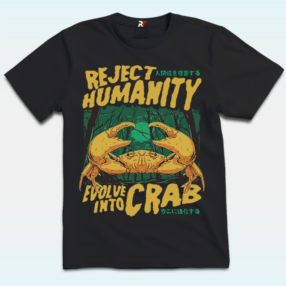 Reject Humanity Crab Shirt, Horror Crab Horror T shirt, Funny Meme Shirt 99